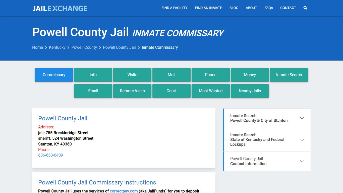 Inmate Commissary, Care Packs - Powell County Jail, KY