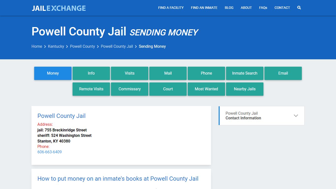 Send Money to Inmate - Powell County Jail, KY - Jail Exchange
