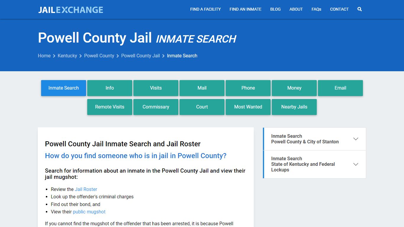 Inmate Search: Roster & Mugshots - Powell County Jail, KY