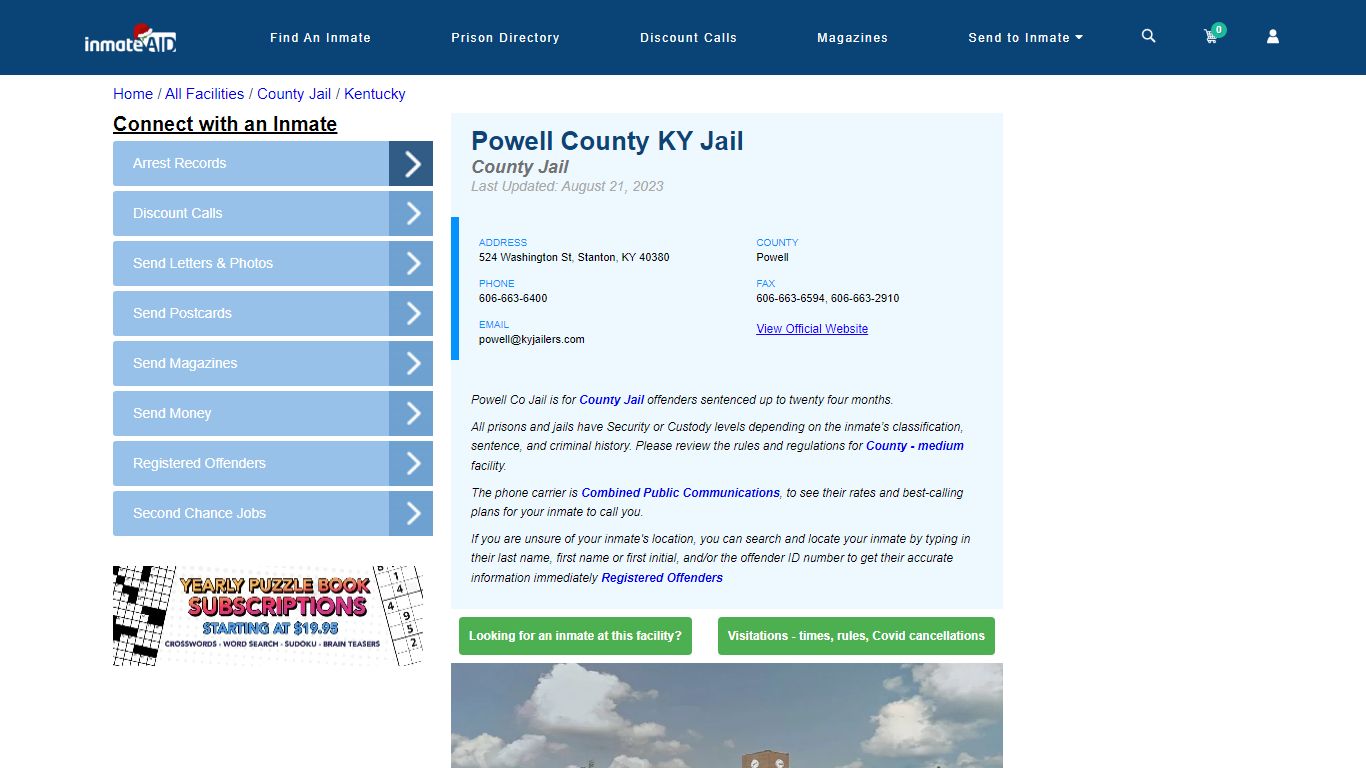 Powell County KY Jail - Inmate Locator - Stanton, KY